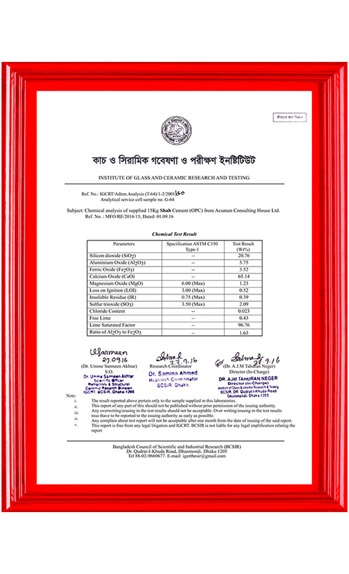 Chemical Report from Institute of Glass and Ceramic Research