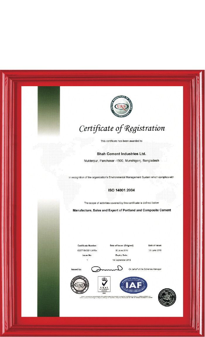 ISO 14001 Environmental Management Certificate